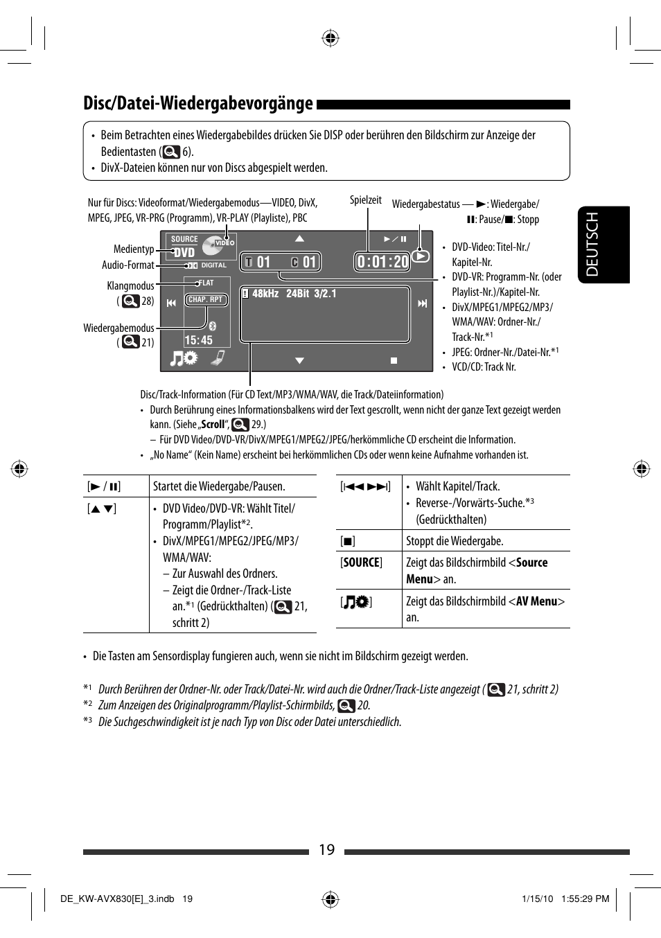 Disc/datei-wiedergabevorgänge, 19 deut sch | JVC KW-AVX830 User Manual | Page 87 / 279