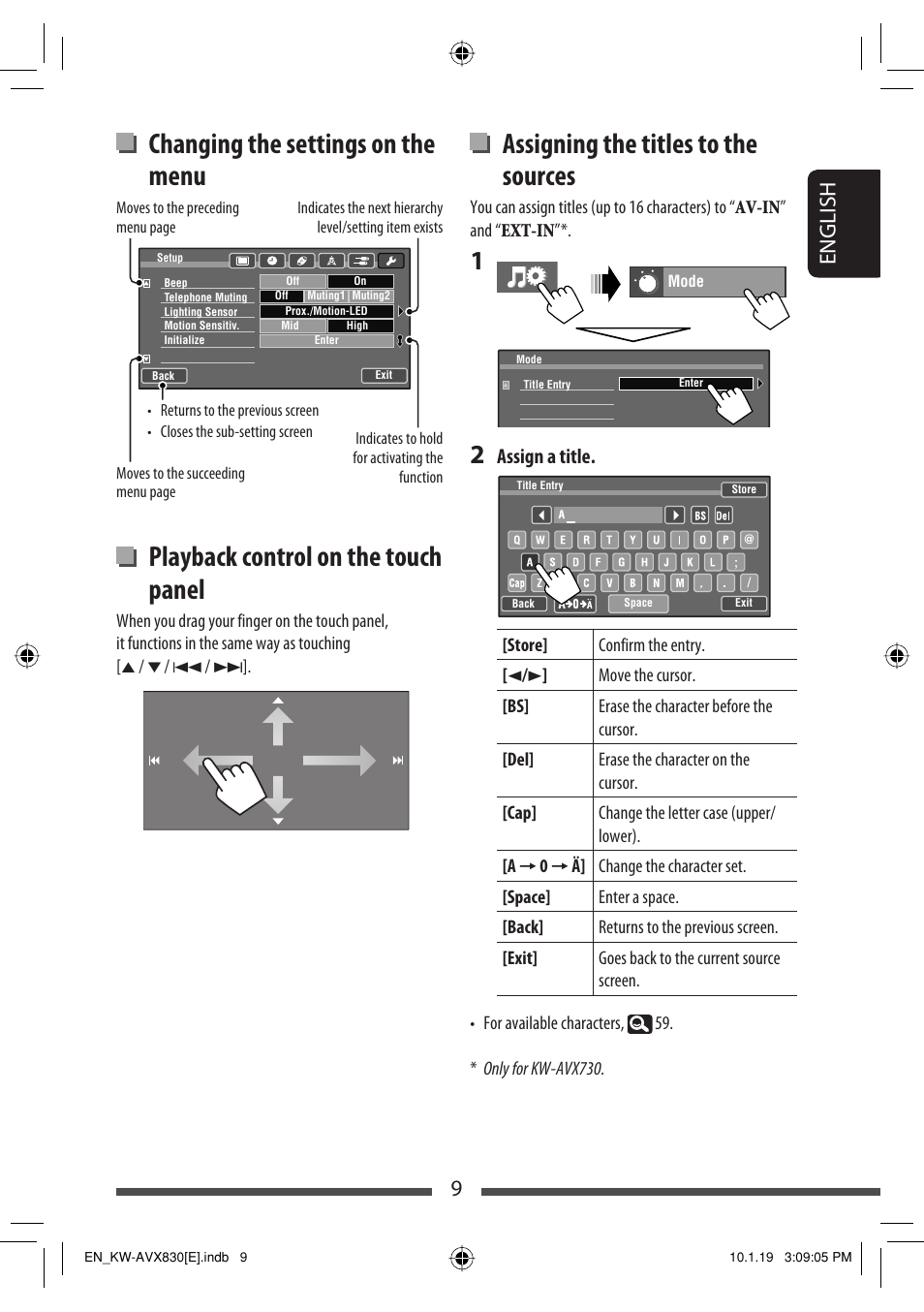 Assigning the titles to the sources, 9english, Assign a title | JVC KW-AVX830 User Manual | Page 9 / 279