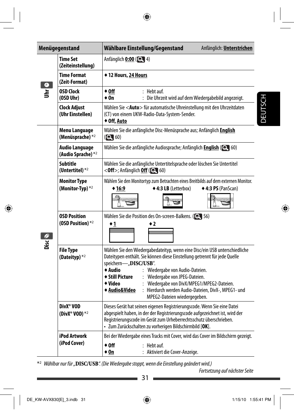 31 deut sch | JVC KW-AVX830 User Manual | Page 99 / 279