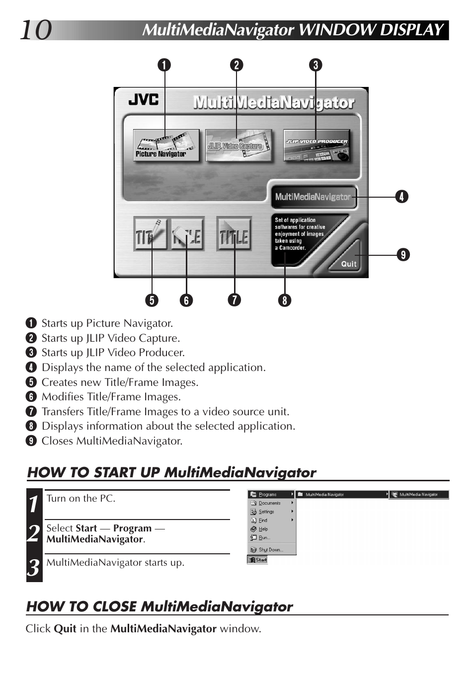 Multimedianavigator window display | JVC GR-DVL9700 User Manual | Page 10 / 244