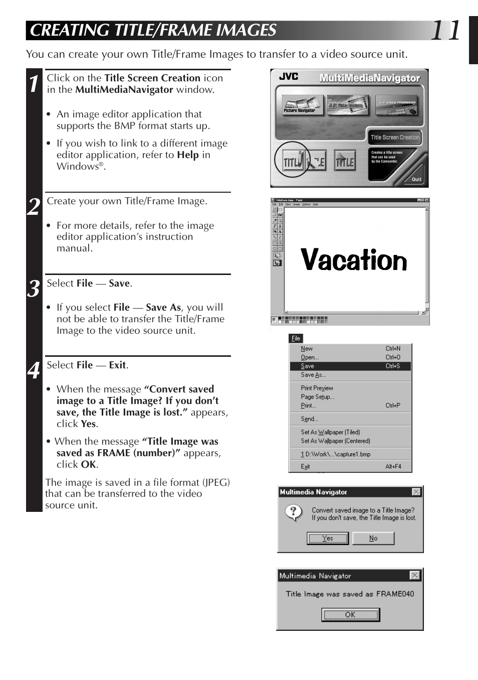 Creating title/frame images | JVC GR-DVL9700 User Manual | Page 11 / 244