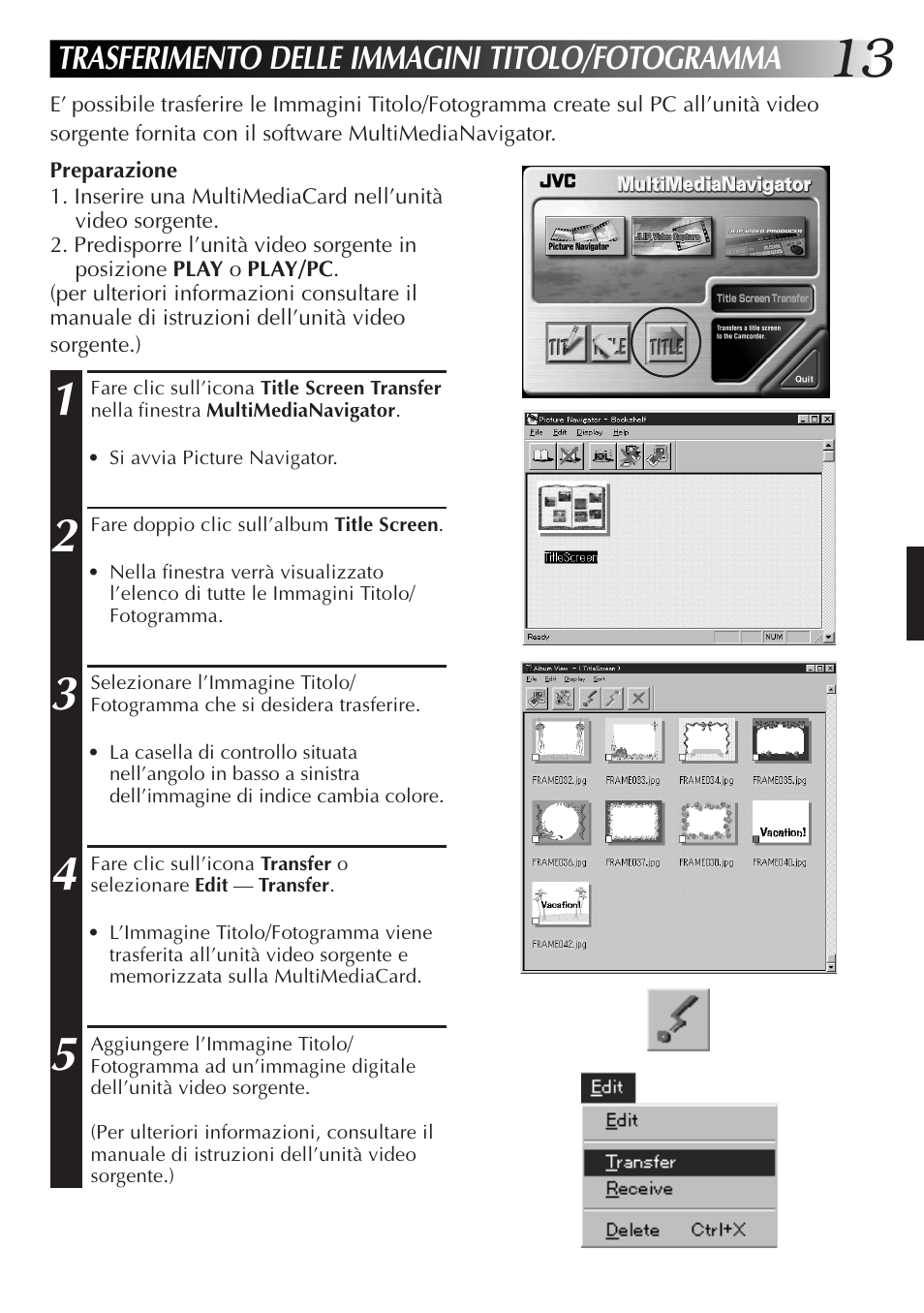 Trasferimento delle immagini titolo/fotogramma | JVC GR-DVL9700 User Manual | Page 113 / 244