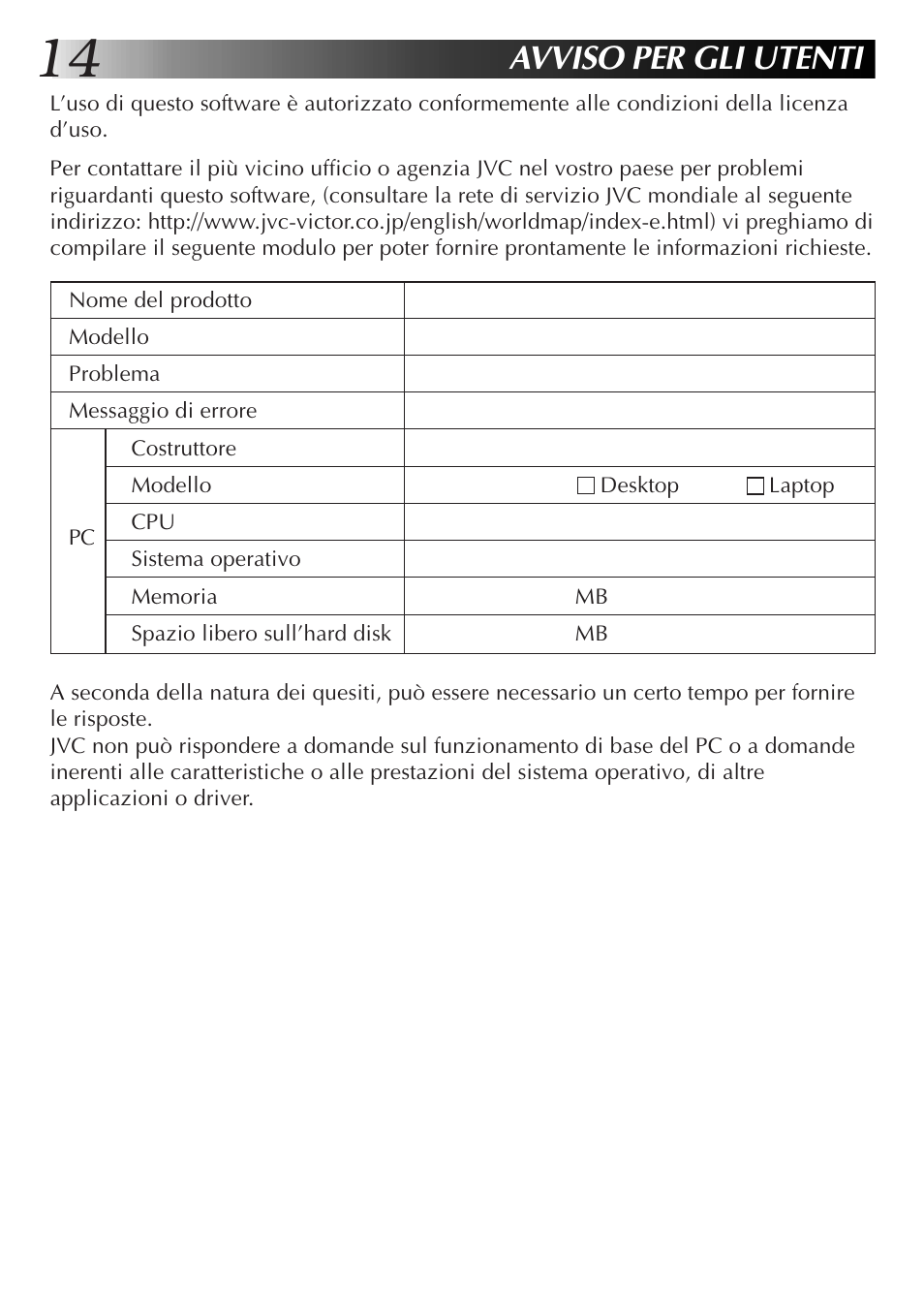 Avviso per gli utenti | JVC GR-DVL9700 User Manual | Page 114 / 244