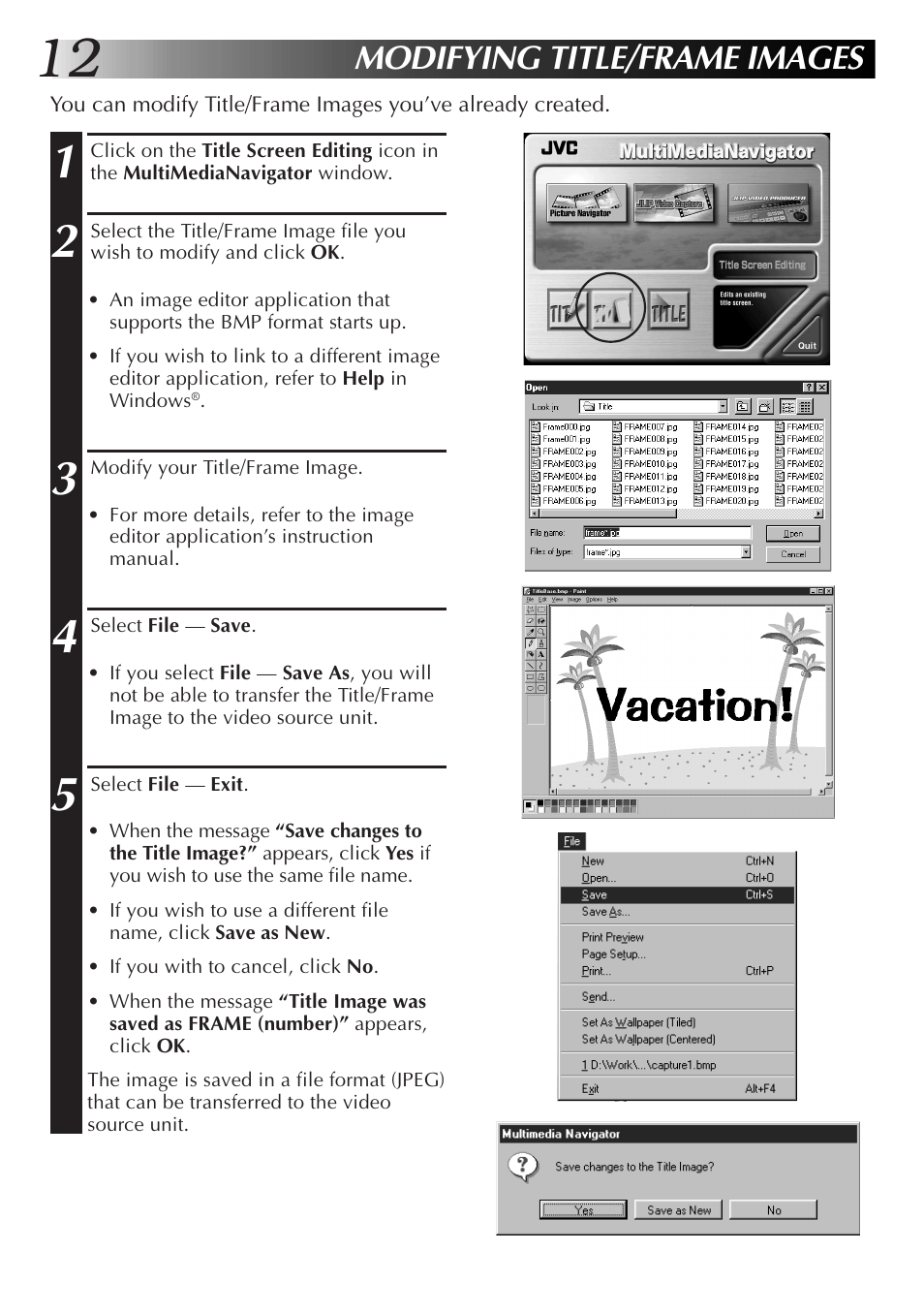 Modifying title/frame images | JVC GR-DVL9700 User Manual | Page 12 / 244