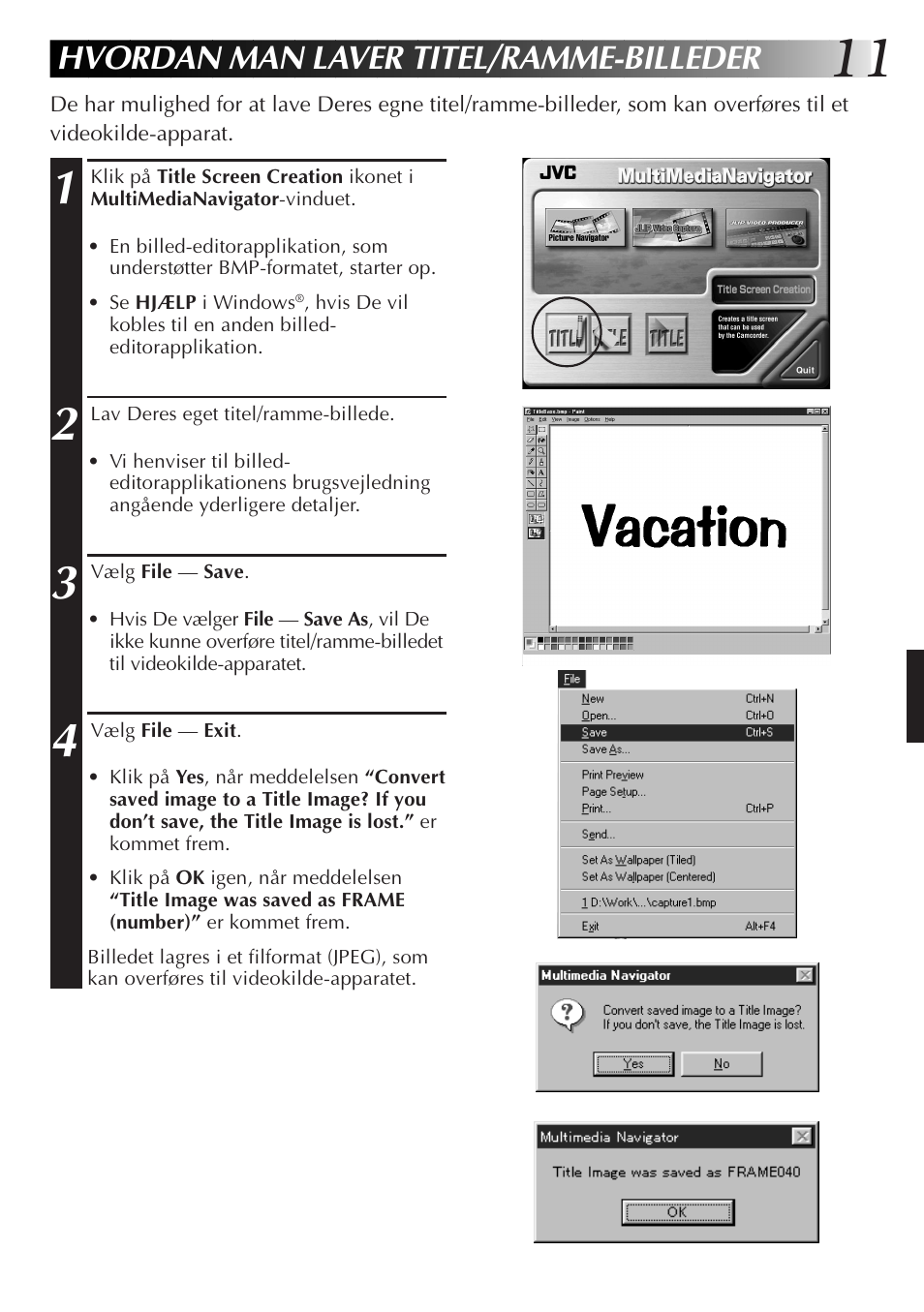 Hvordan man laver titel/ramme-billeder | JVC GR-DVL9700 User Manual | Page 131 / 244