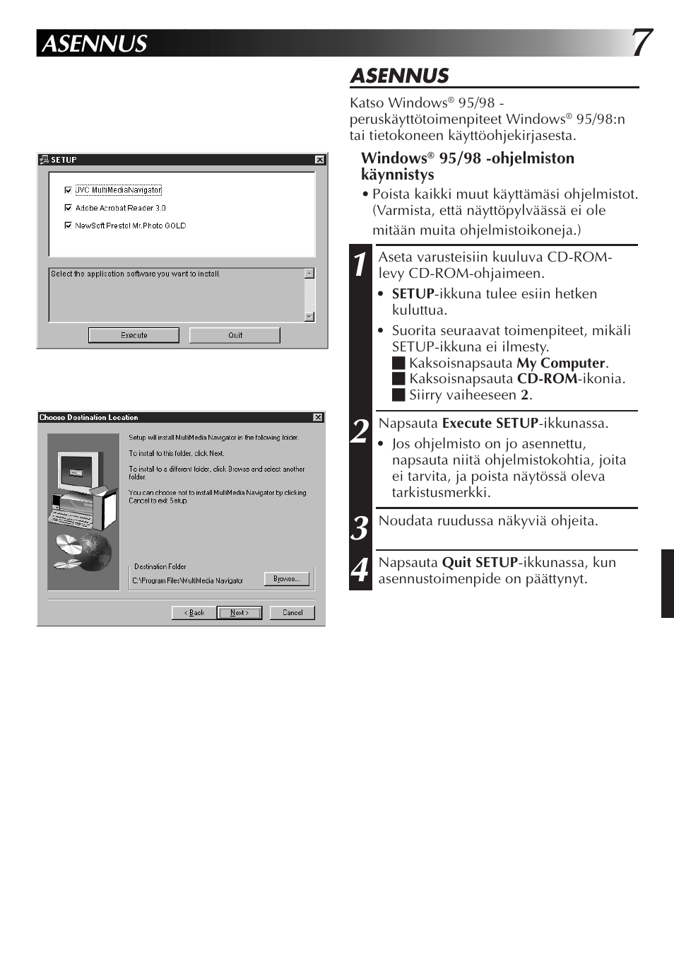 Asennus | JVC GR-DVL9700 User Manual | Page 147 / 244