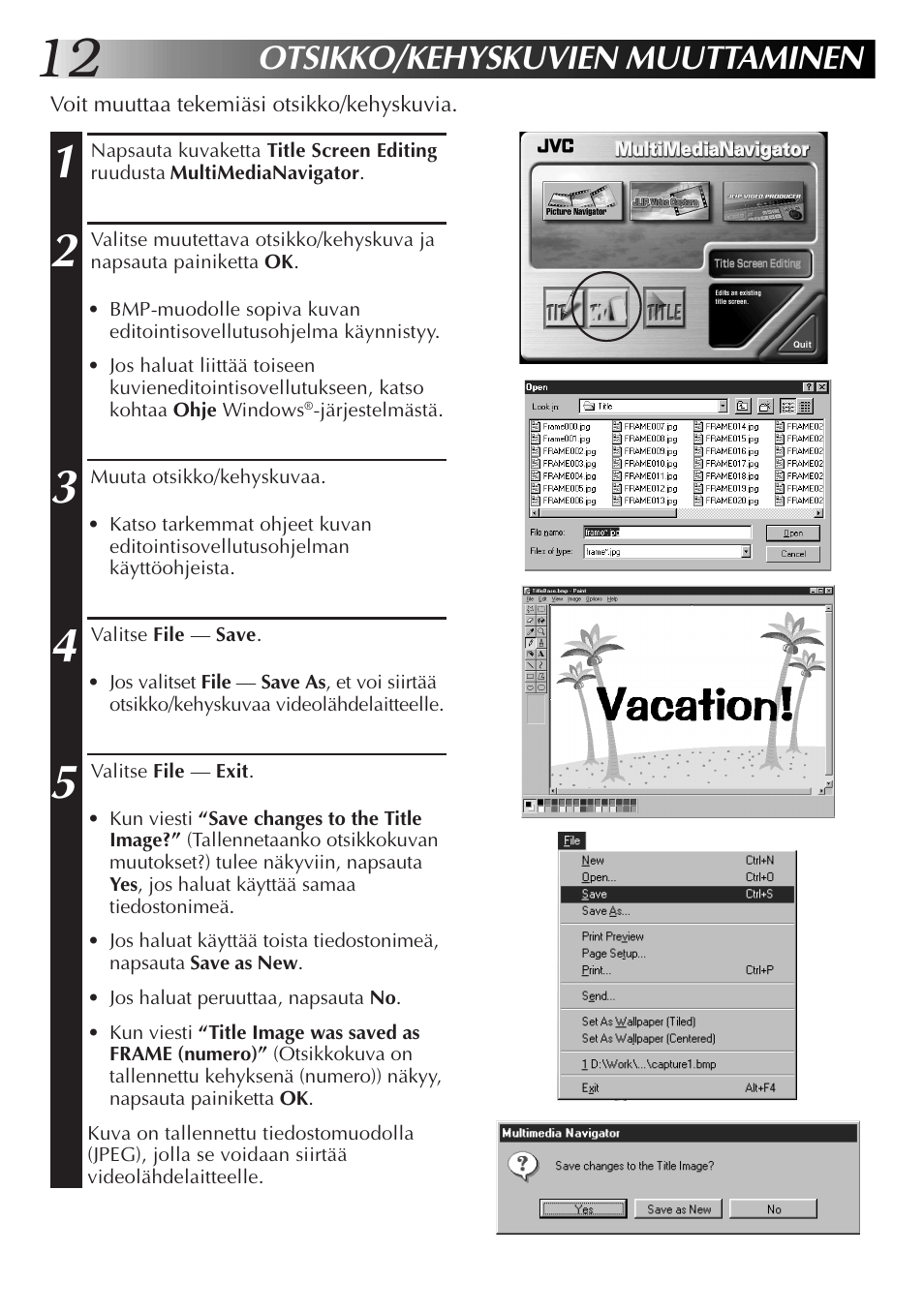 Otsikko/kehyskuvien muuttaminen | JVC GR-DVL9700 User Manual | Page 152 / 244
