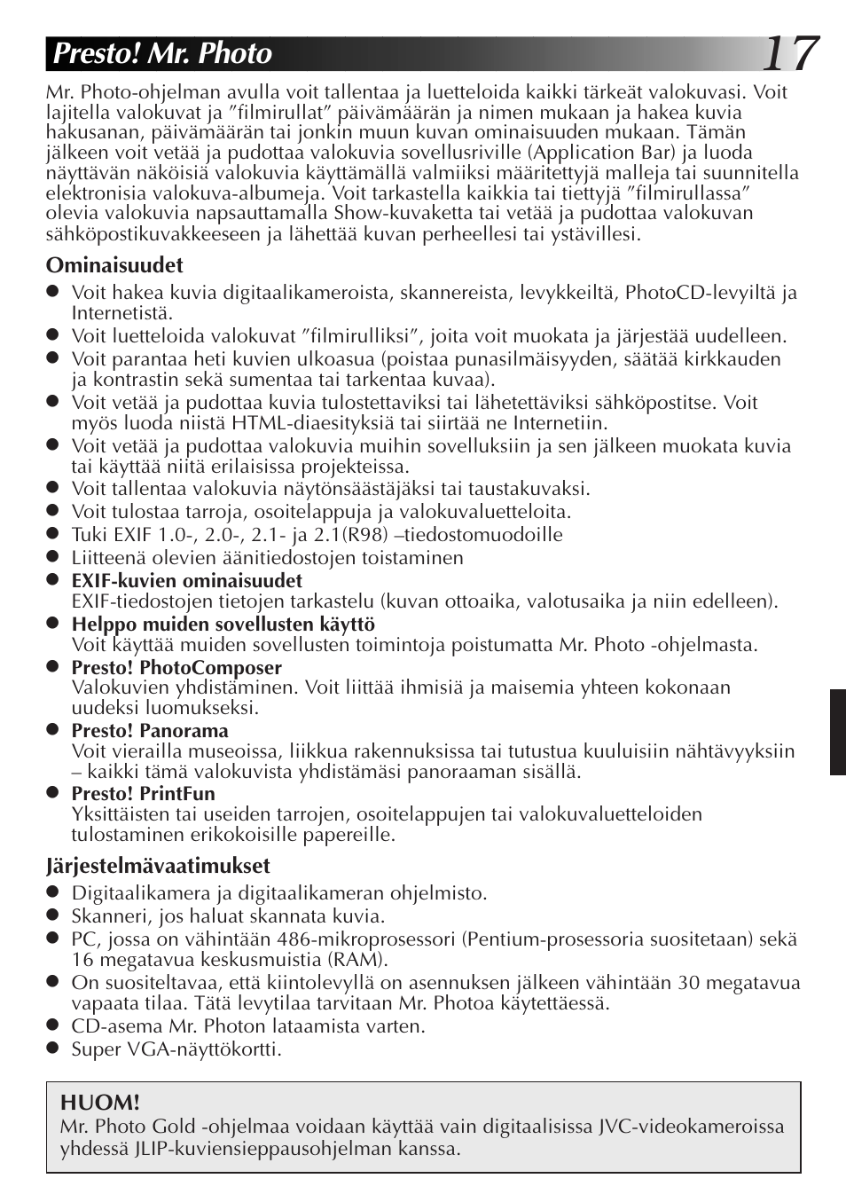 Presto! mr. photo | JVC GR-DVL9700 User Manual | Page 157 / 244