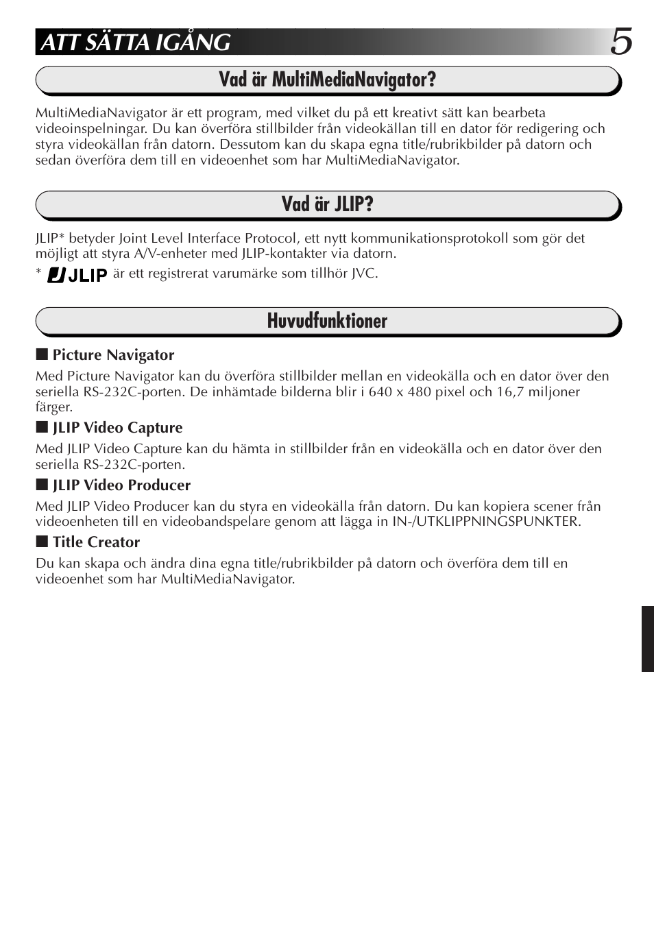 Att sätta igång | JVC GR-DVL9700 User Manual | Page 165 / 244