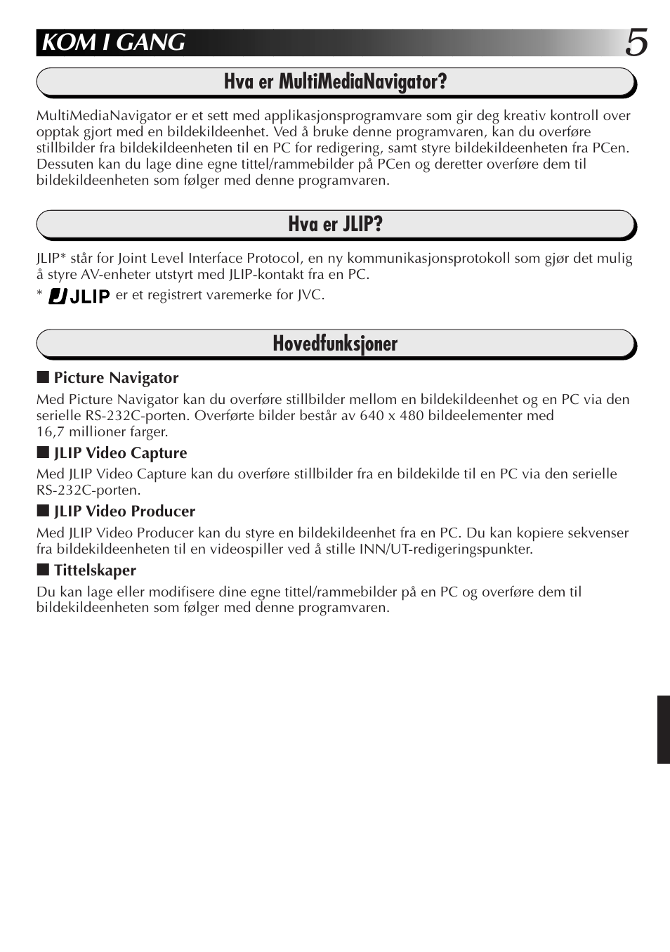 Kom i gang | JVC GR-DVL9700 User Manual | Page 185 / 244