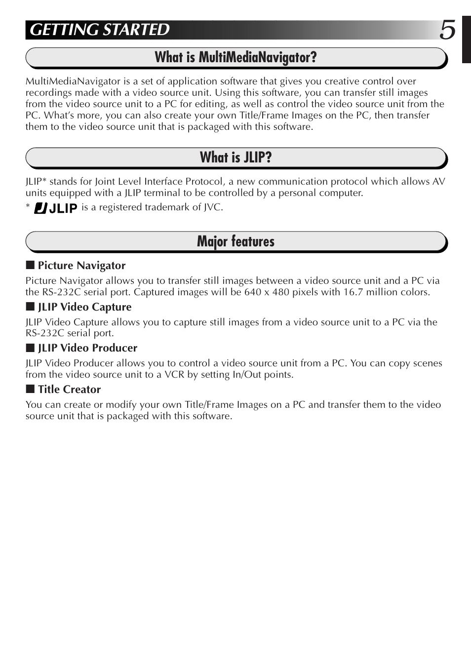 Getting started | JVC GR-DVL9700 User Manual | Page 5 / 244