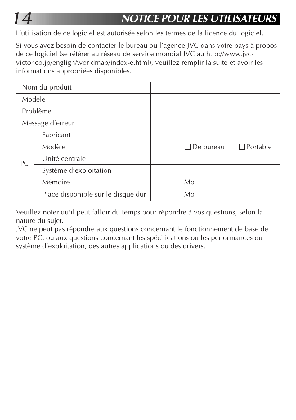 Notice pour les utilisateurs | JVC GR-DVL9700 User Manual | Page 54 / 244