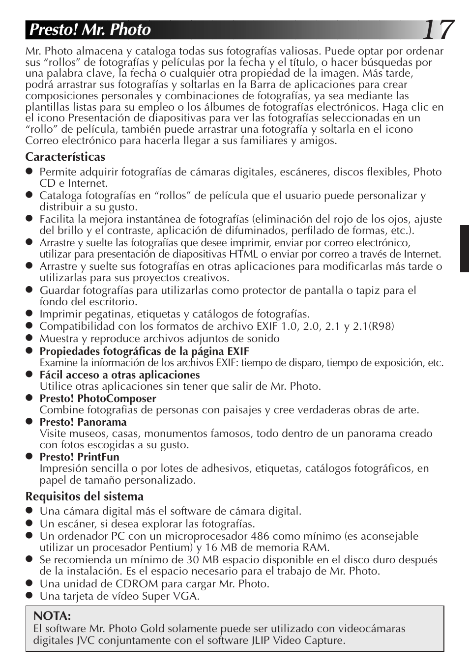 Presto! mr. photo | JVC GR-DVL9700 User Manual | Page 97 / 244