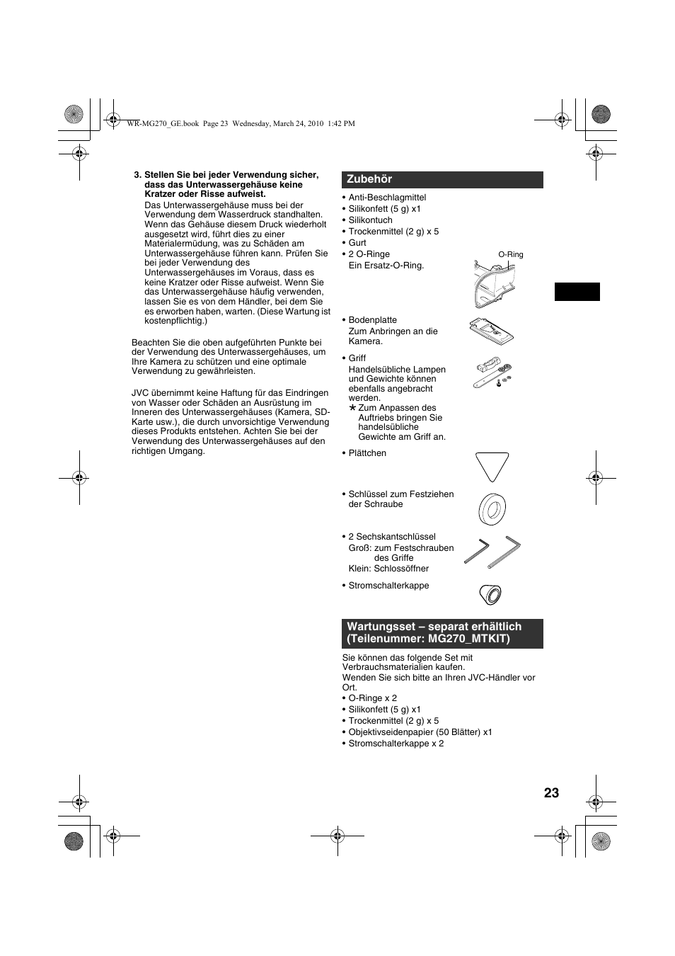 Zubehör | JVC WR-MG270 User Manual | Page 23 / 114