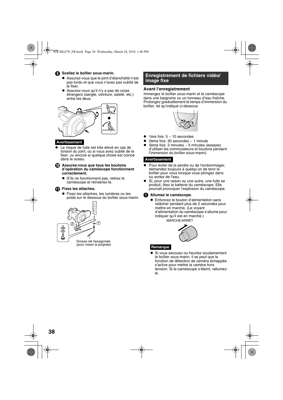 Enregistrement de fichiers vidéo/ image fixe, Fixe ( a p. 38, 39 | JVC WR-MG270 User Manual | Page 38 / 114