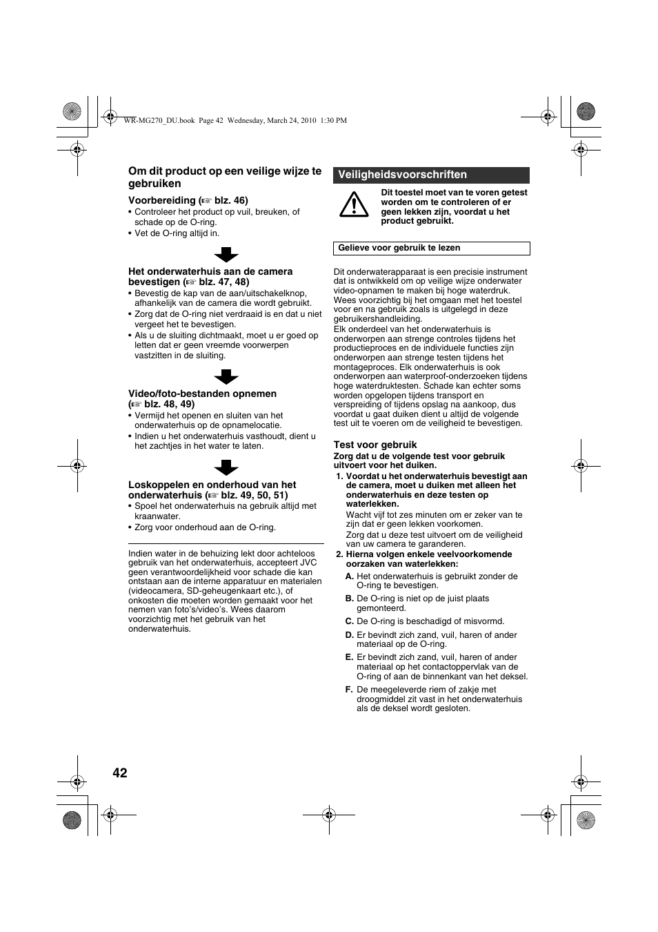 Nederlands, Veiligheidsvoorschriften | JVC WR-MG270 User Manual | Page 42 / 114