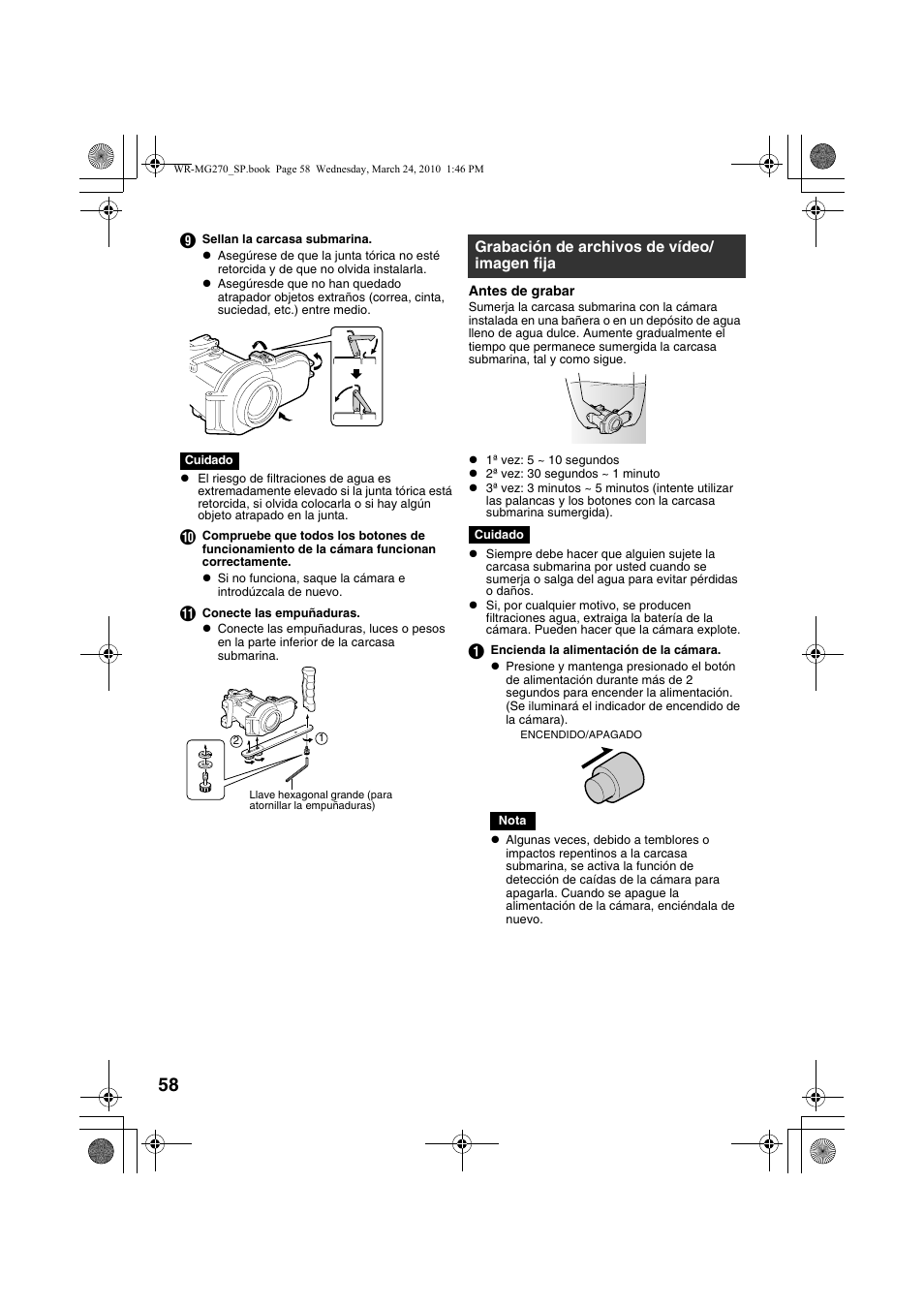 Grabación de archivos de vídeo/ imagen fija, A p. 58 | JVC WR-MG270 User Manual | Page 58 / 114