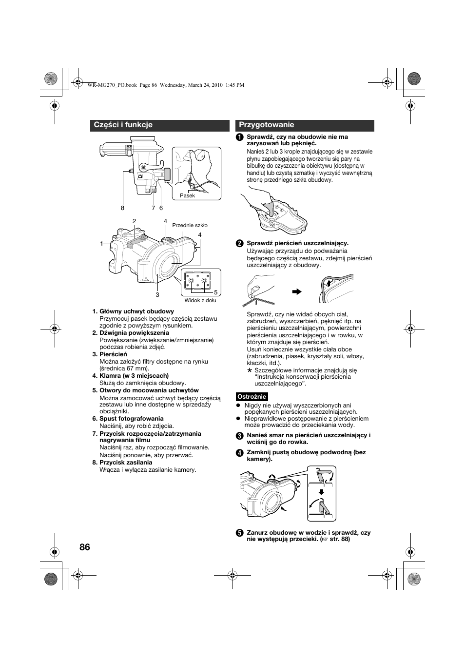 Części i funkcje, Przygotowanie, Wanie | JVC WR-MG270 User Manual | Page 86 / 114