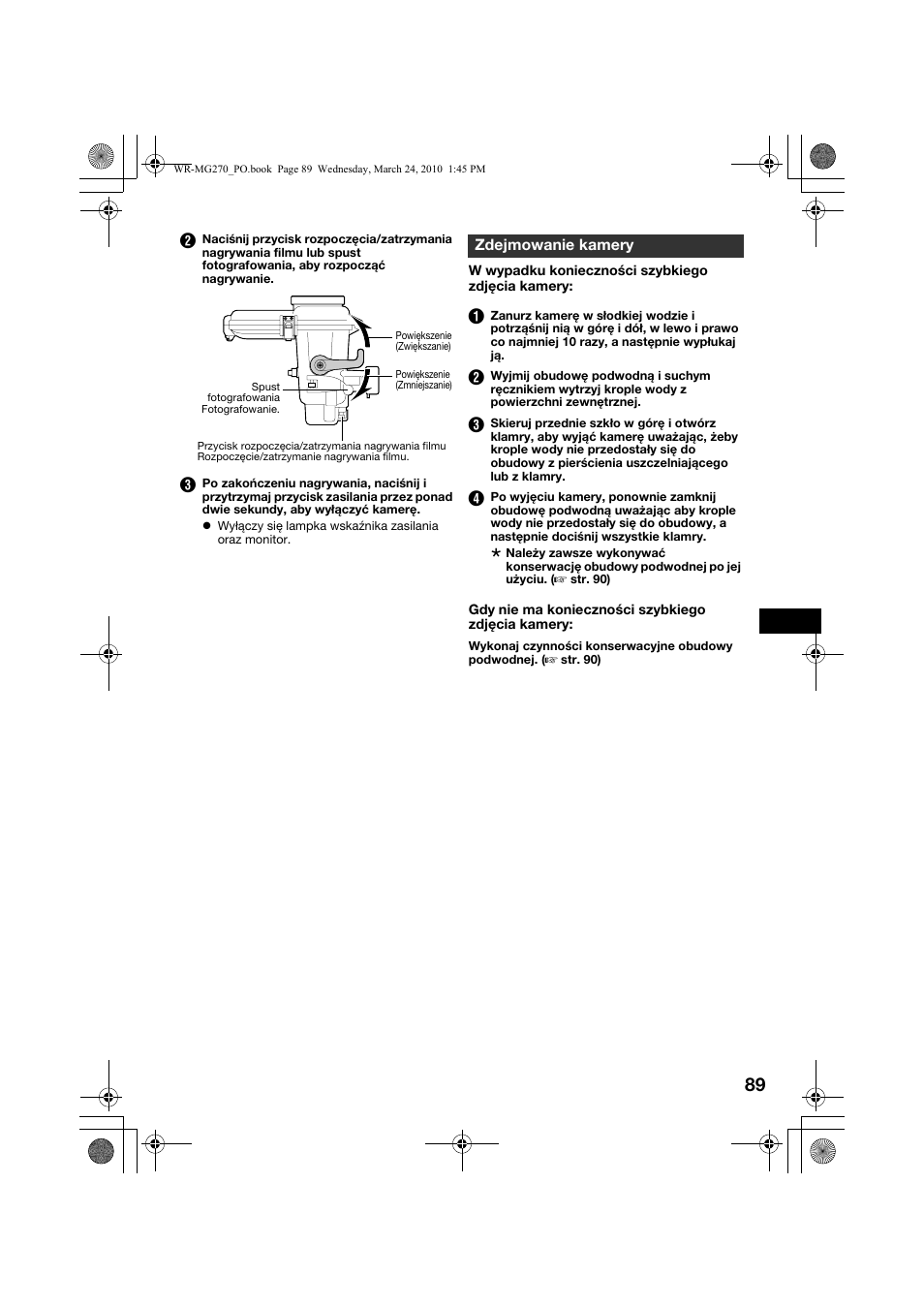 Zdejmowanie kamery, Konserwacja | JVC WR-MG270 User Manual | Page 89 / 114