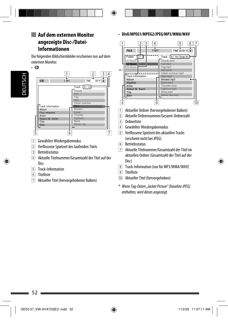 52 deutsch | JVC KW-AVX720 User Manual | Page 116 / 257