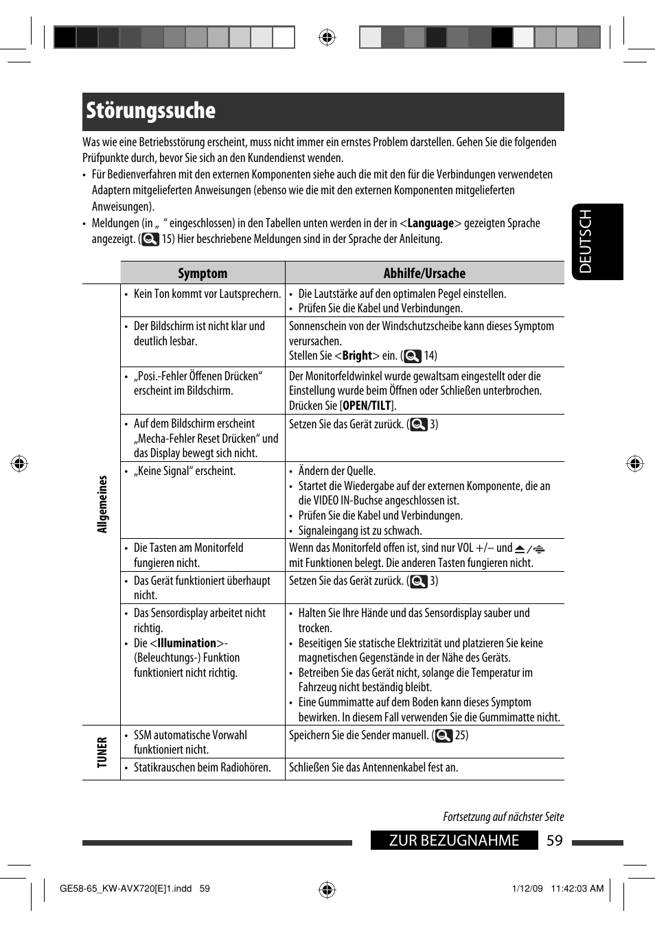 Störungssuche, 59 zur bezugnahme deutsch | JVC KW-AVX720 User Manual | Page 123 / 257