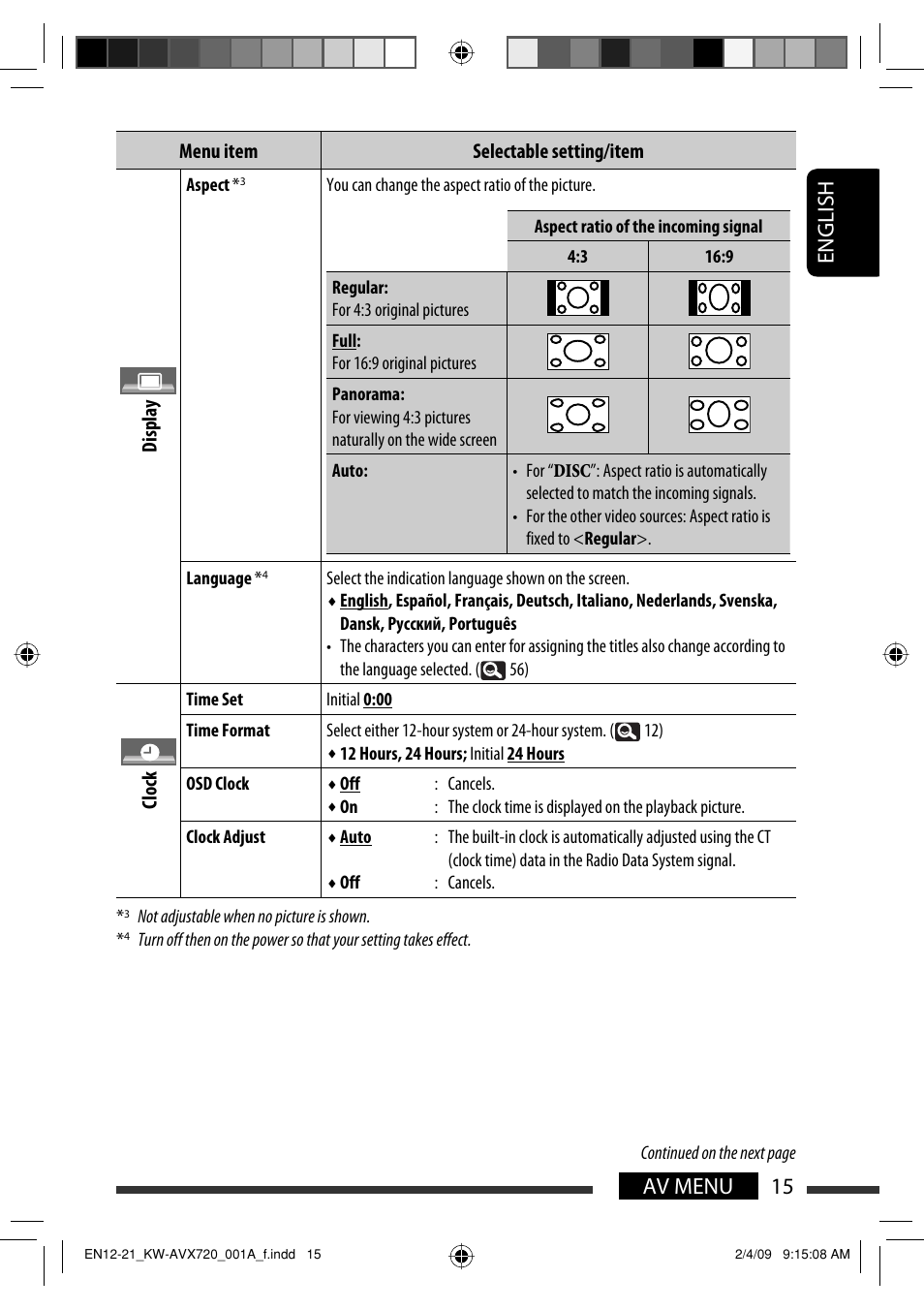 15 av menu english | JVC KW-AVX720 User Manual | Page 15 / 257
