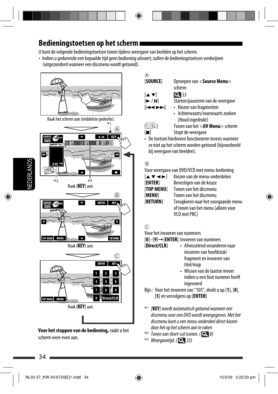 Bedieningstoetsen op het scherm, 34 nederlands | JVC KW-AVX720 User Manual | Page 226 / 257