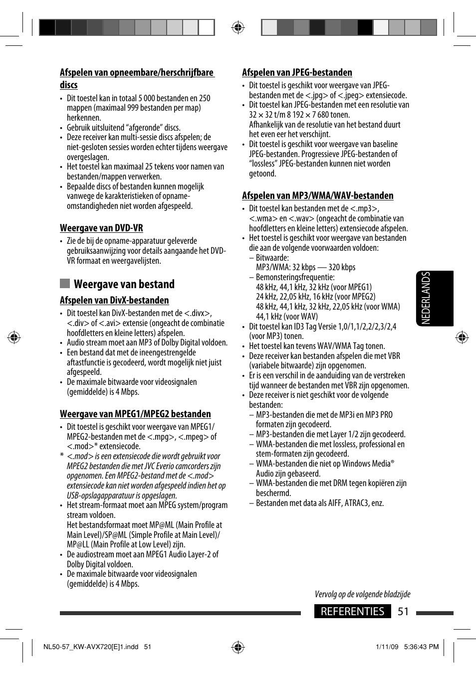 Weergave van bestand, 51 referenties nederlands | JVC KW-AVX720 User Manual | Page 243 / 257