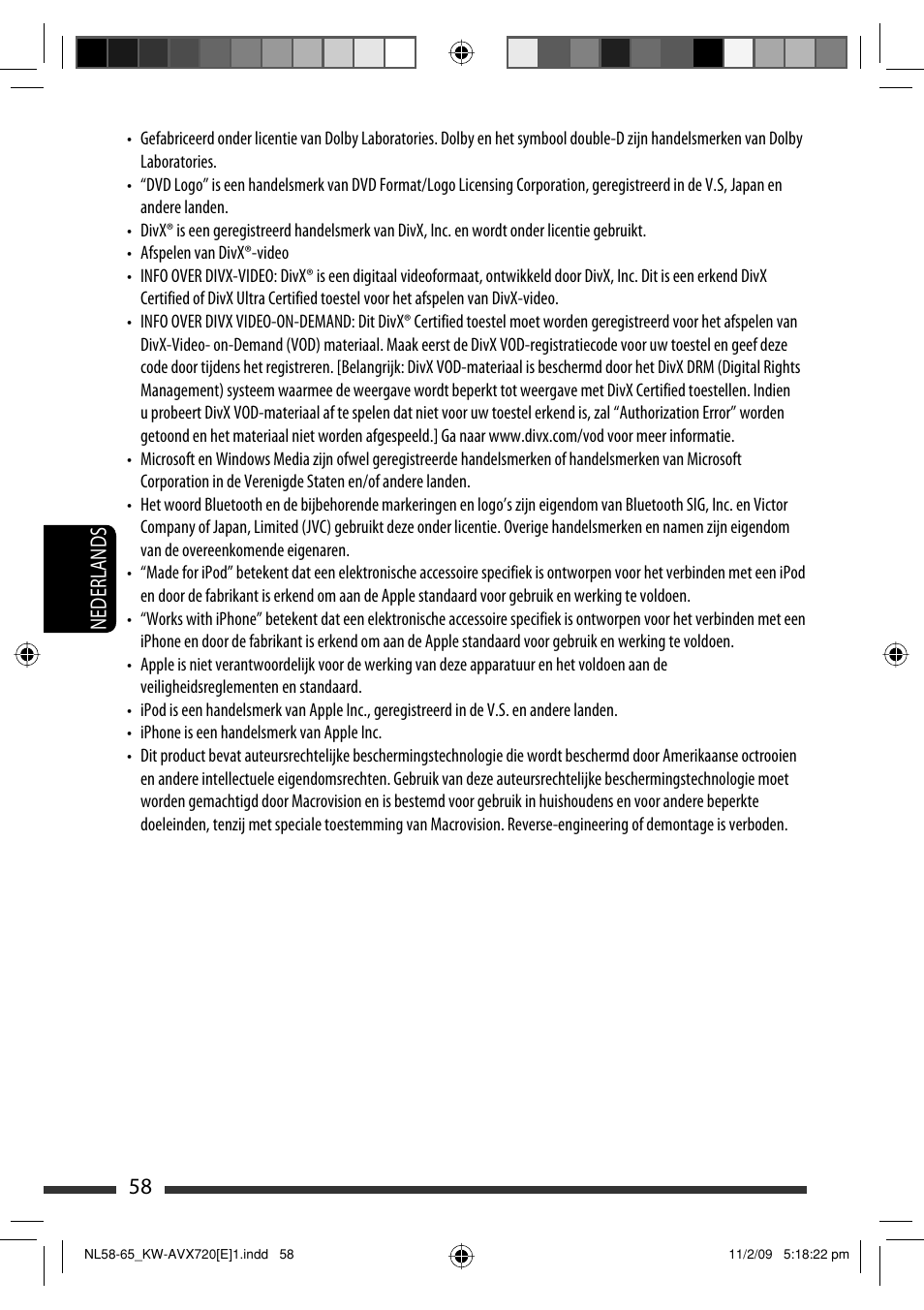 58 nederlands | JVC KW-AVX720 User Manual | Page 250 / 257