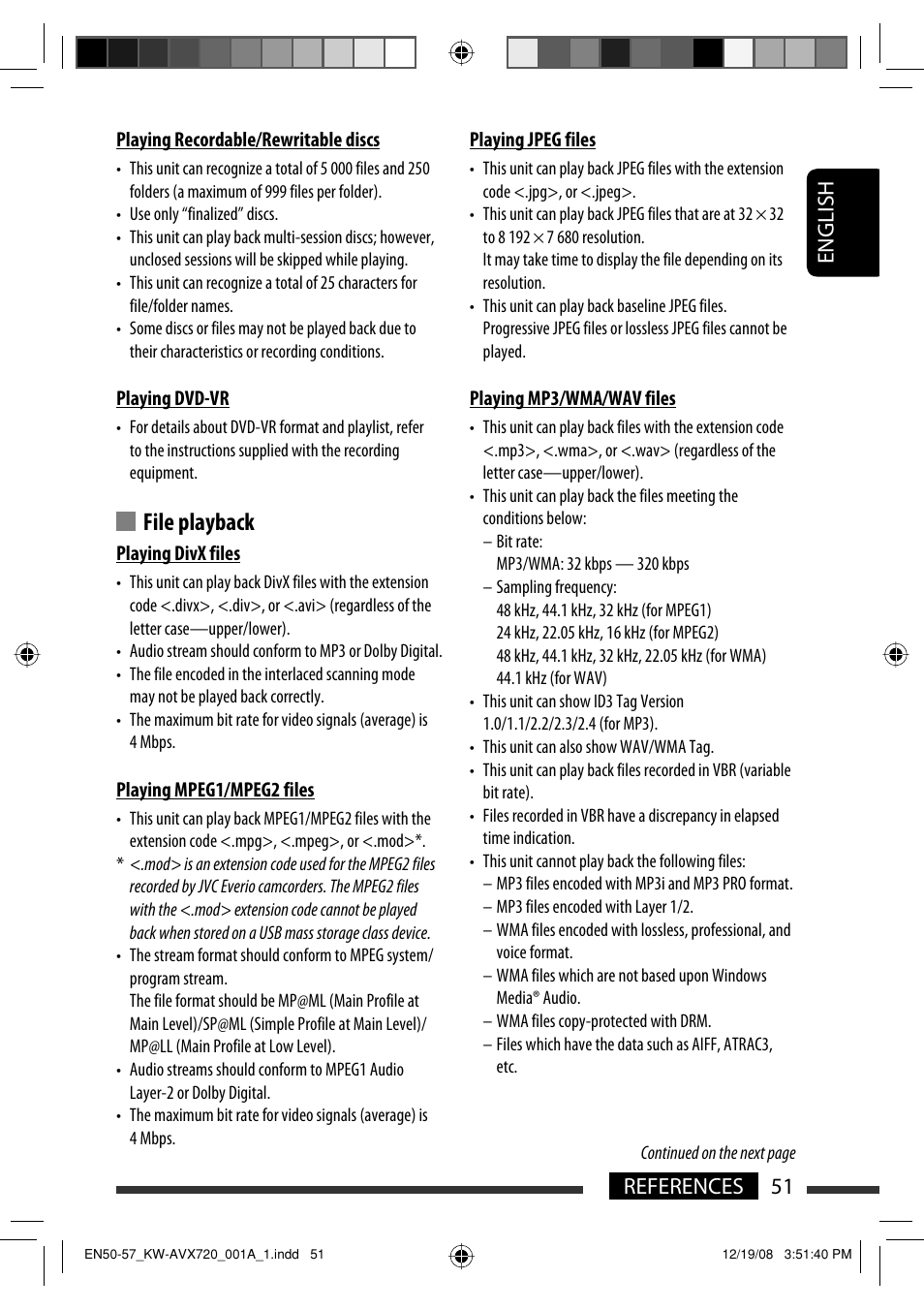 File playback, 51 references english | JVC KW-AVX720 User Manual | Page 51 / 257