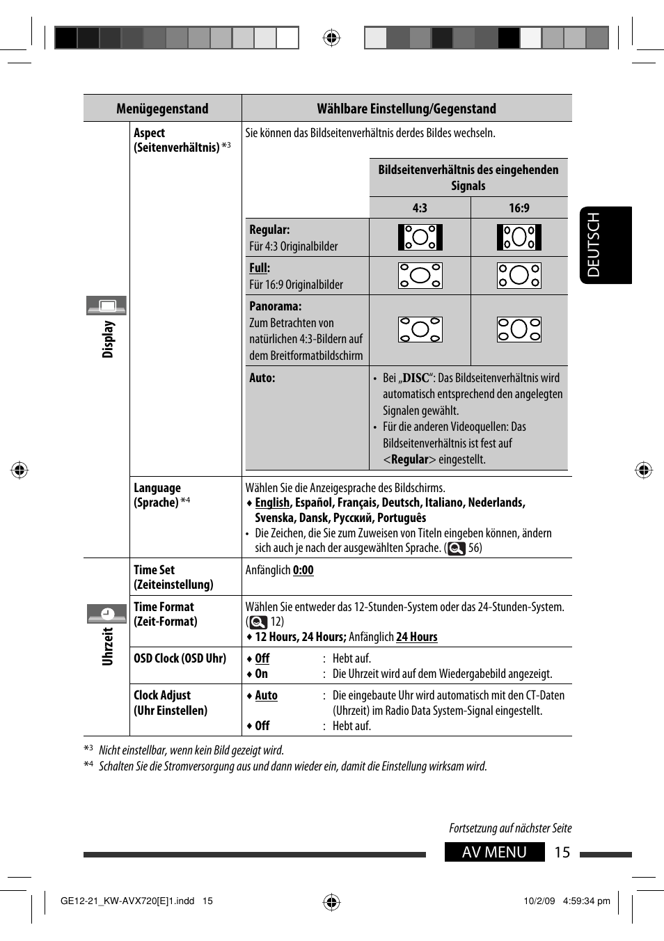 15 av menu deutsch | JVC KW-AVX720 User Manual | Page 79 / 257