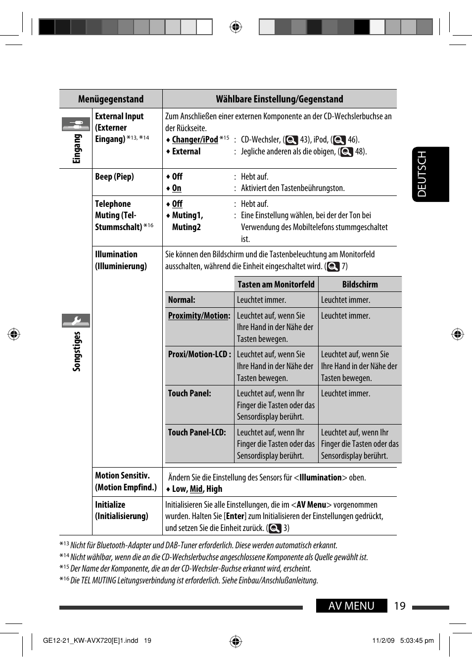 19 av menu deutsch | JVC KW-AVX720 User Manual | Page 83 / 257