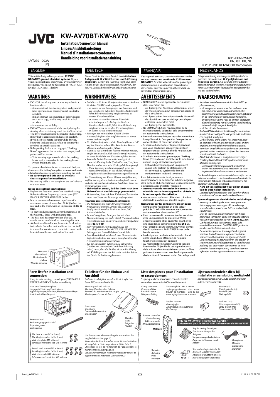 JVC KW-AV70BT User Manual | 6 pages