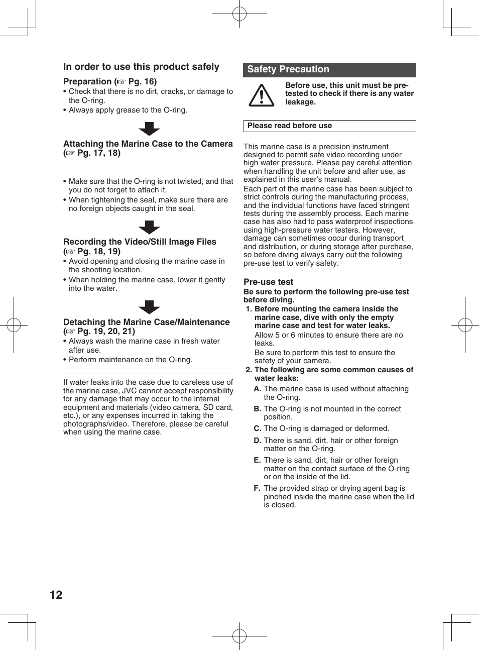 Accessories, Safety precaution | JVC WR-MG300 User Manual | Page 12 / 114