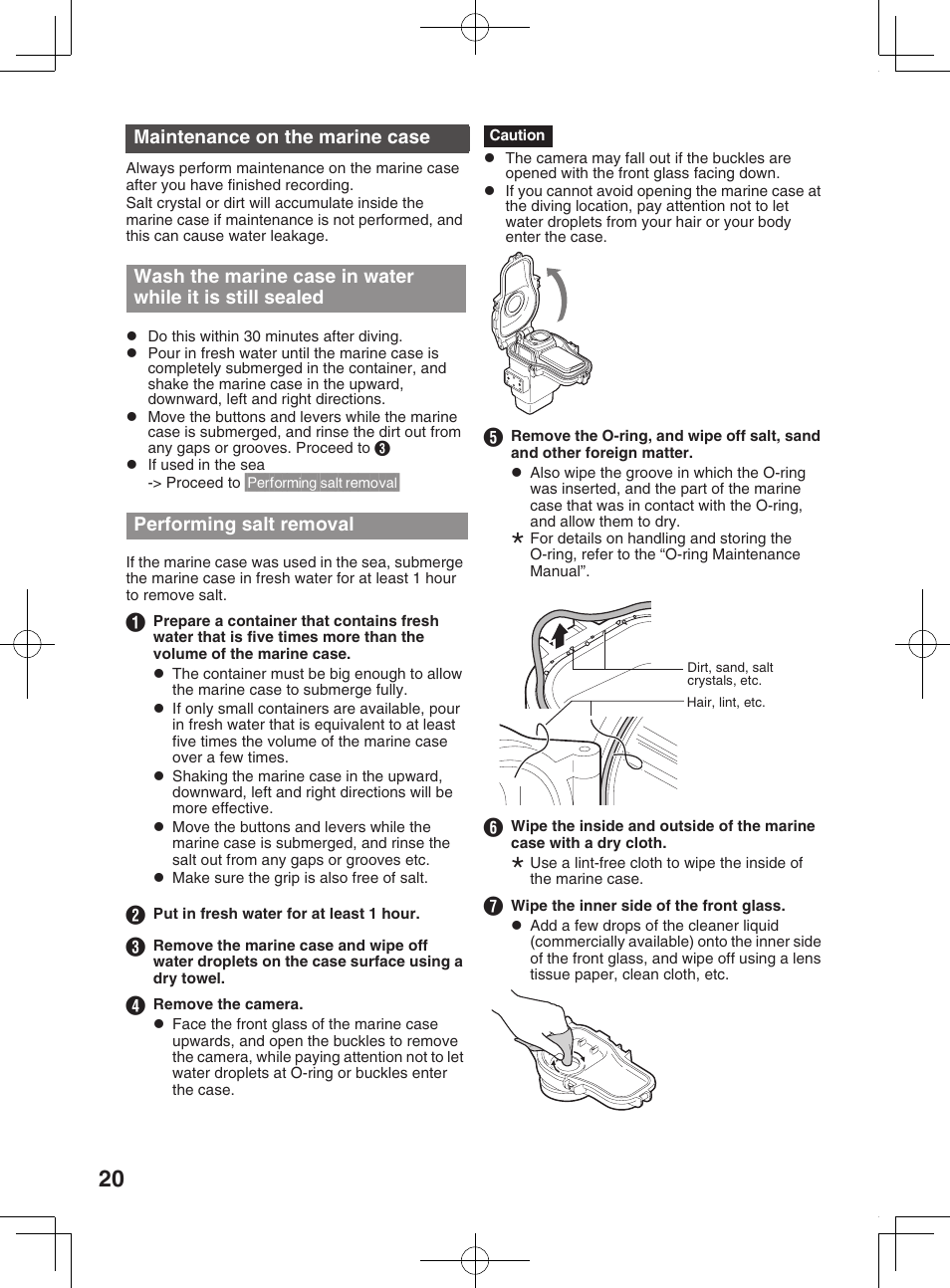 Aerforming salt removal, Storing the o-ring, Specifications | JVC WR-MG300 User Manual | Page 20 / 114