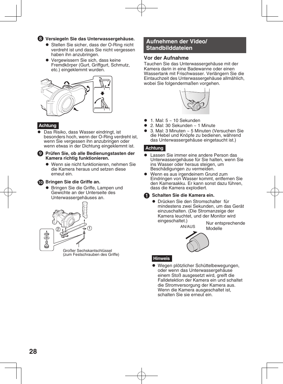 Aufnehmen der video/ standbilddateien, Abnehmen der kamera | JVC WR-MG300 User Manual | Page 28 / 114