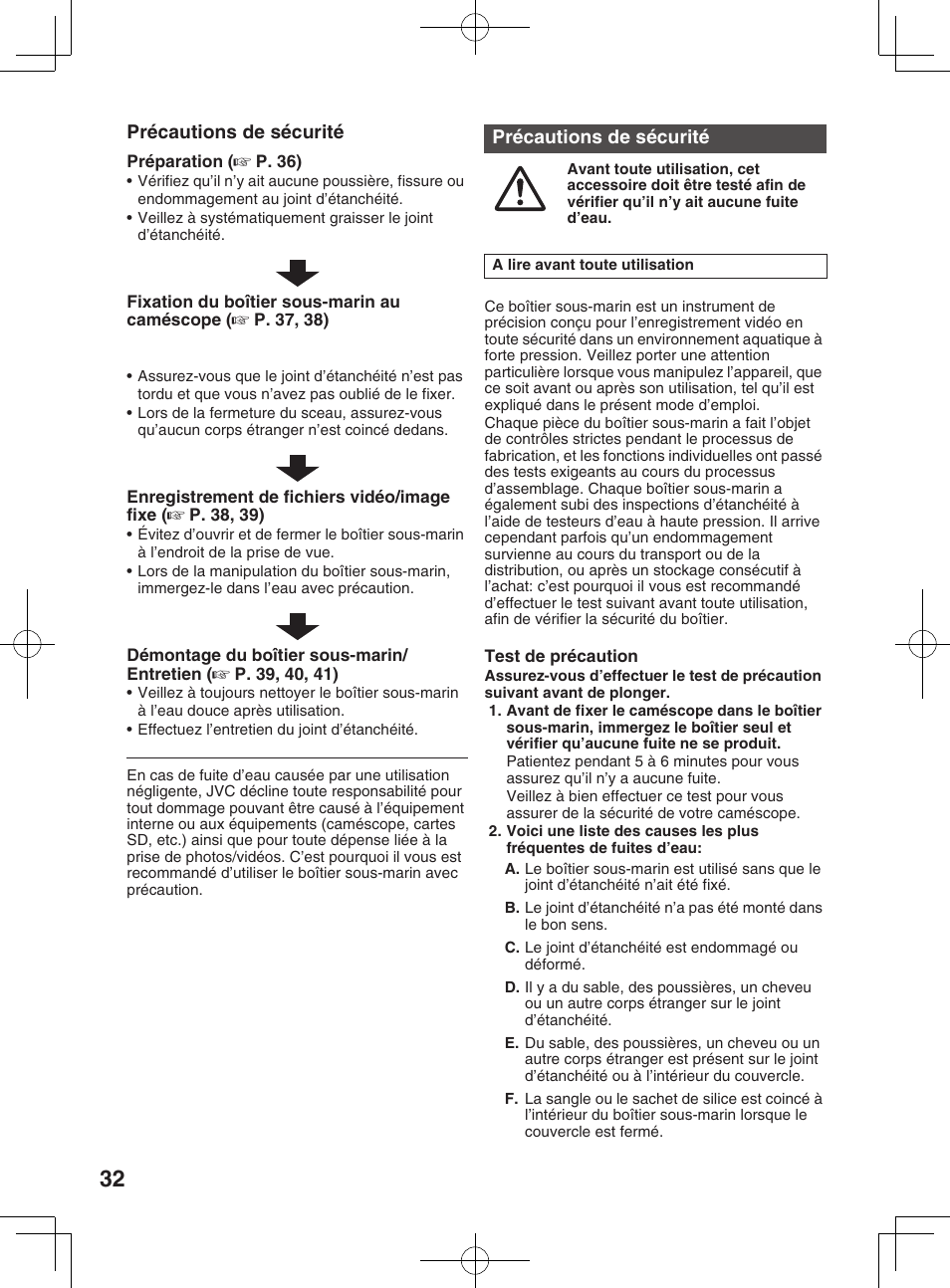 Accessoires, Précautions de sécurité | JVC WR-MG300 User Manual | Page 32 / 114