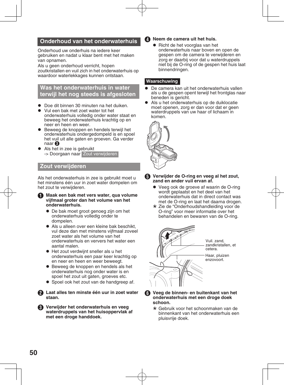 Opbergen van de o-ring, Technische gegevens | JVC WR-MG300 User Manual | Page 50 / 114