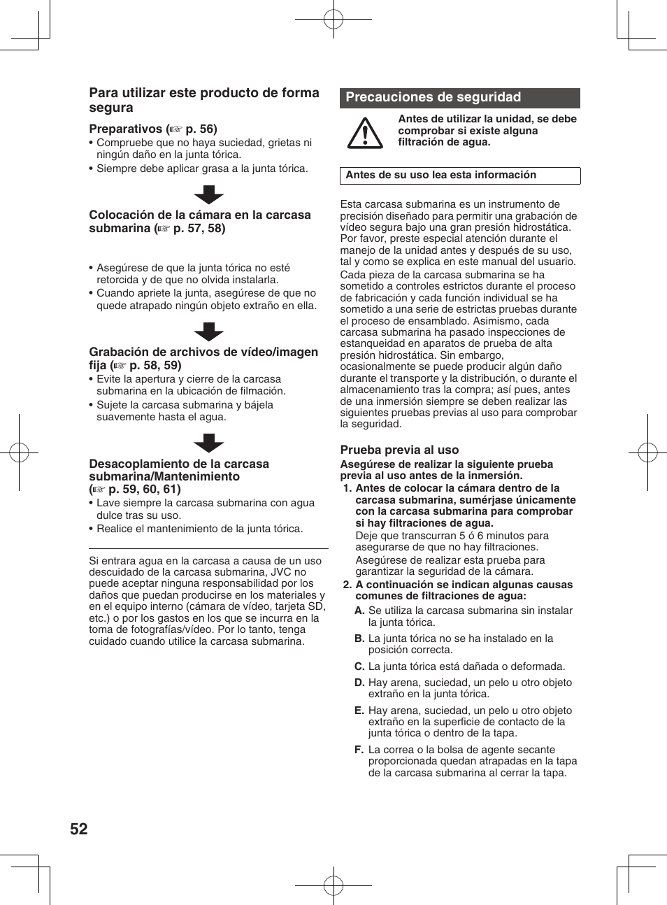 Accesorios, Para utilizar este producto de forma segura, Precauciones de seguridad | JVC WR-MG300 User Manual | Page 52 / 114