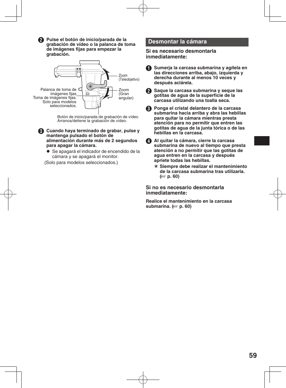 Grabación de archivos de vídeo/ imagen fija, Desmontar la cámara | JVC WR-MG300 User Manual | Page 59 / 114