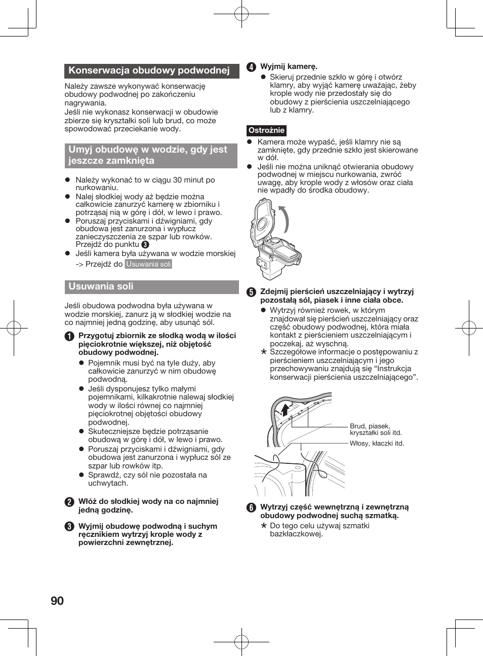 Usuwania soli, Przechowywanie pierścieni uszczelniających, Dane techniczne | JVC WR-MG300 User Manual | Page 90 / 114