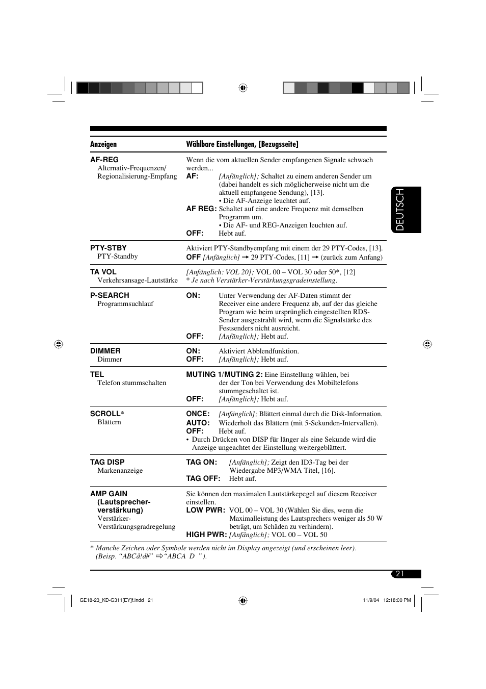 Deutsch | JVC KD-G311 User Manual | Page 49 / 86