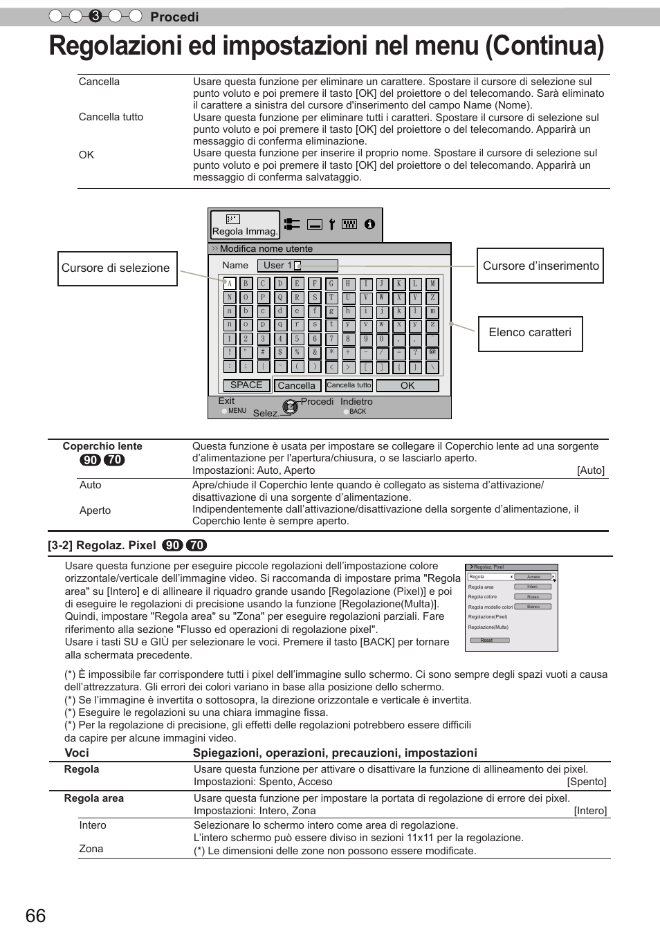 Regolazioni ed impostazioni nel menu (continua), Procedi 3 | JVC DLA-X90R User Manual | Page 162 / 192