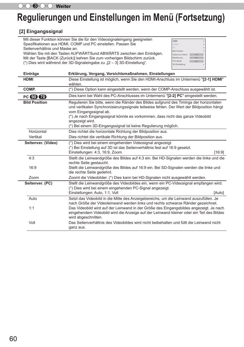 Weiter 3, 2] eingangssignal | JVC DLA-X90R User Manual | Page 60 / 192