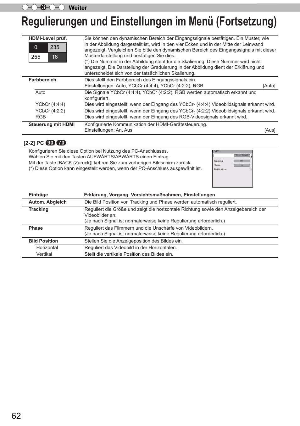 Weiter 3 | JVC DLA-X90R User Manual | Page 62 / 192