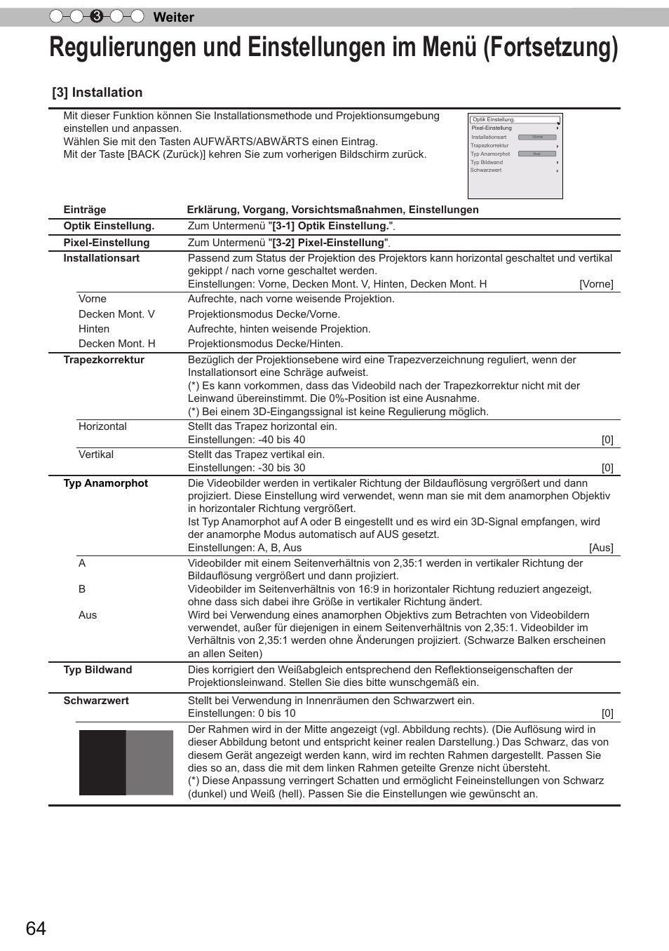Weiter 3, 3] installation | JVC DLA-X90R User Manual | Page 64 / 192