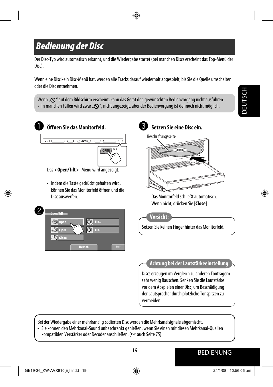 Bedienung der disc | JVC KW-AVX810 User Manual | Page 101 / 331