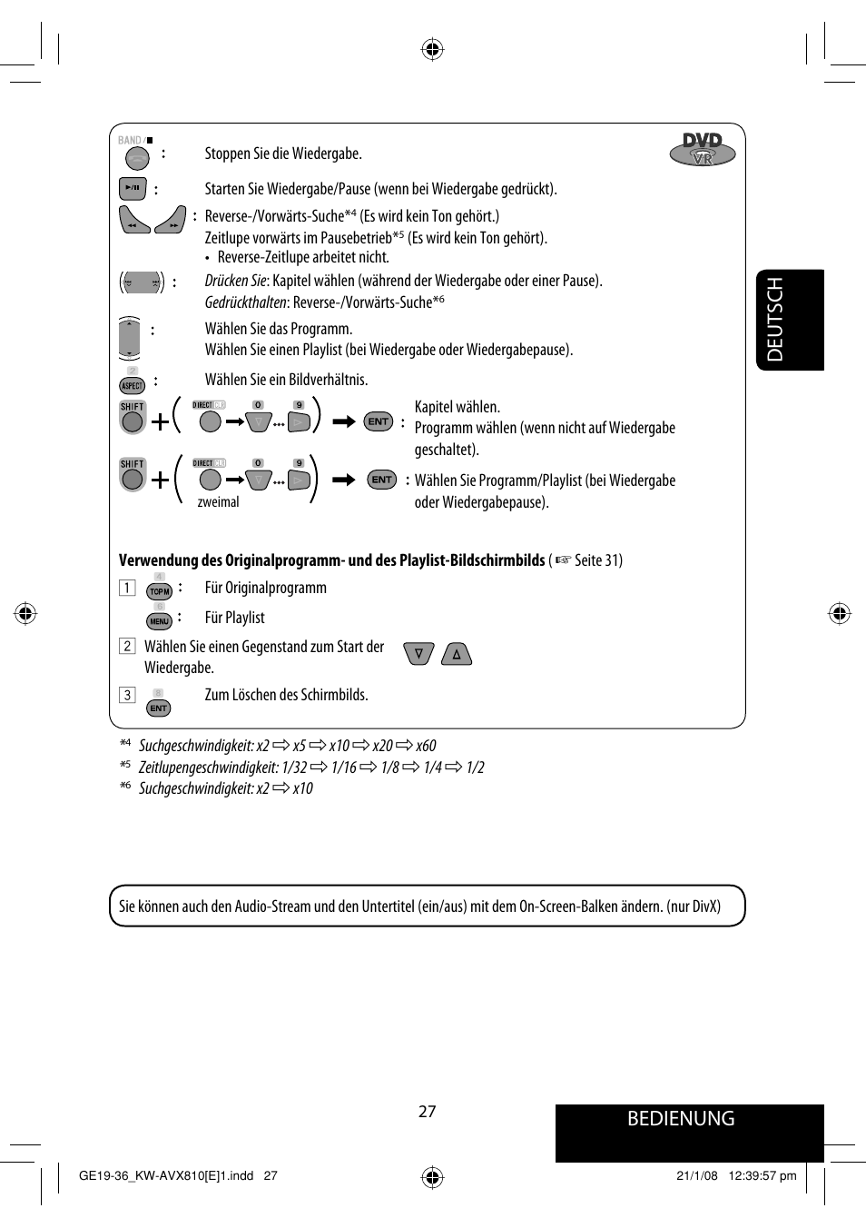 Bedienung, Deutsch | JVC KW-AVX810 User Manual | Page 109 / 331