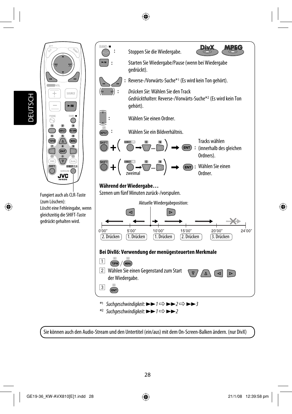 Deutsch | JVC KW-AVX810 User Manual | Page 110 / 331