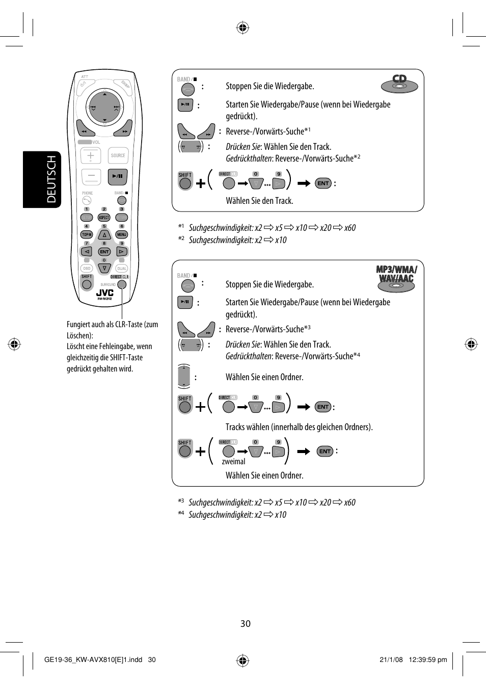 Deutsch | JVC KW-AVX810 User Manual | Page 112 / 331